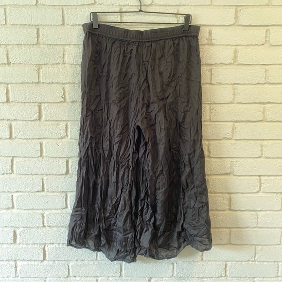 Anthropologie Elevenses Black Front Slit Cropped Wide Pants Size XS - Picture 9 of 14